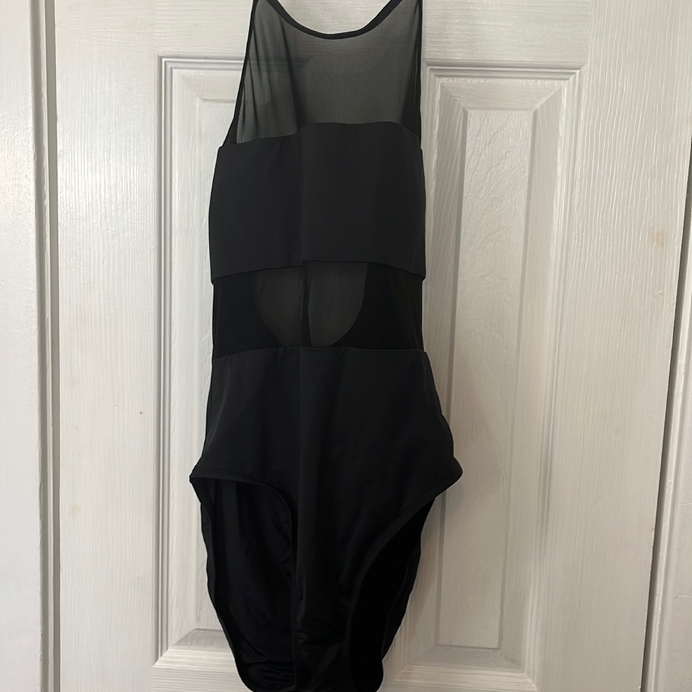 Black mesh panel one piece